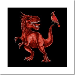 Red Cardinal T-Rex Posters and Art